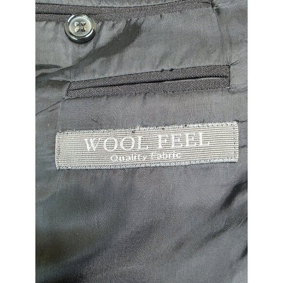 Mens Black Pinstripe Blazer 38S Wool Feel By Burnei Hand Tailored - Picture 14 of 16